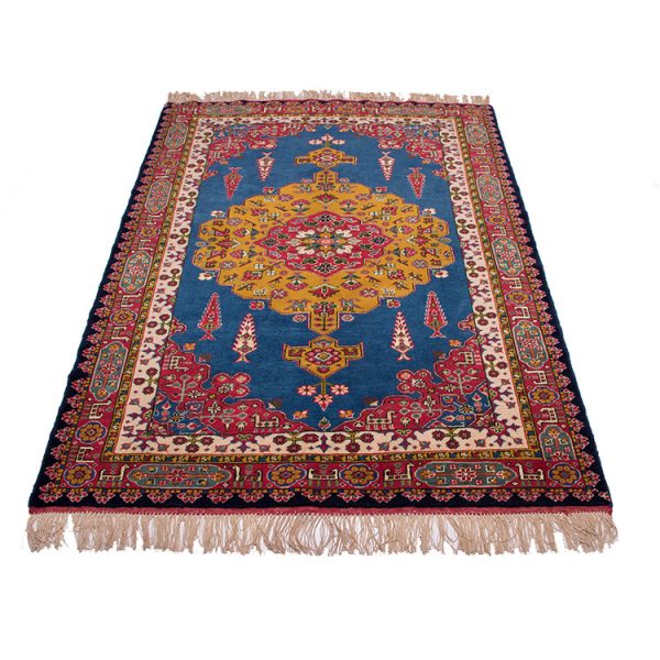 فرش دستباف 1.5 متری خراسان شمالی (جرگلان) چله و گل ابریشم کد 1537