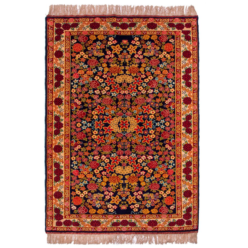 فرش دستباف 1.5 متری خراسان شمالی (جرگلان) چله و گل ابریشم کد 1361