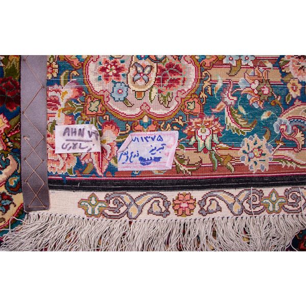فرش دستباف 1.5 متری 50 رج تبریز نقشه سالاری چله و گل ابریشم