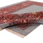 قشقایی کف ساده طوسی رنگ گیاهی پشم دستریس کد ۳۵۱۱